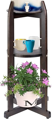 Miniatura 9 de Dispensador de agua de madera maciza natural (32.8 pulgadas de alto - 11.2 pulgadas de ancho) dispensador de bebidas con 2 estantes redondos