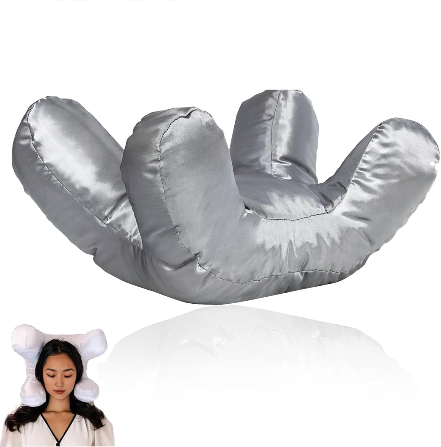 YeGang Flawless Face Pillow - Anti-Wrinkle Beauty Pillow for Neck Facial Wrinkle Prevention Memory Foam Side Sleeper Pillow for Sleeping Face Down Comfortable Sleep Support Pillow (Silver)