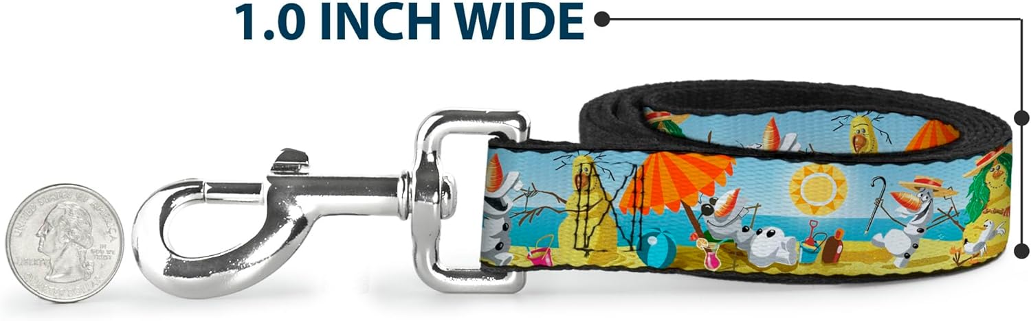 Dog Leash Olaf Summertime Beach Scenes 4 Feet Long 1.5 Inch Wide