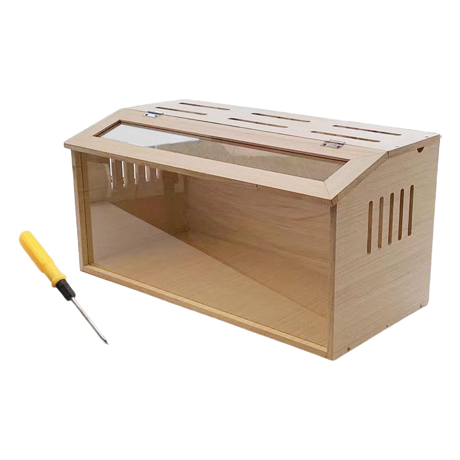 Caja de Criadero de Madera para Pollos, 60x30x30cm (24x12x12in), Transparente, Versátil para Codornices, Reptiles, Roedores y Erizos