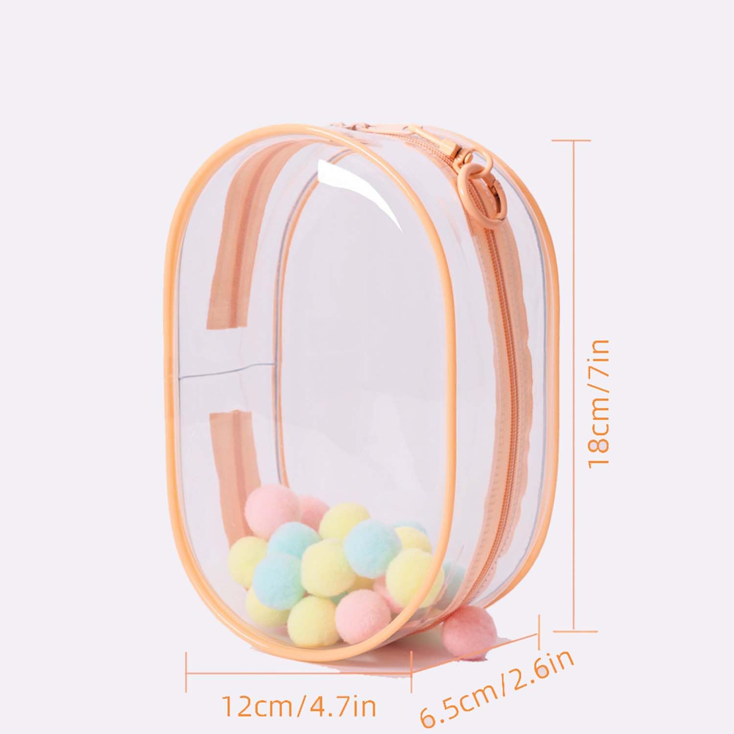 2Sets 18CM Crystal Clear PVC Doll Display Case, Hanging Dust-Proof Protector with Pompom Keychain - Image 2