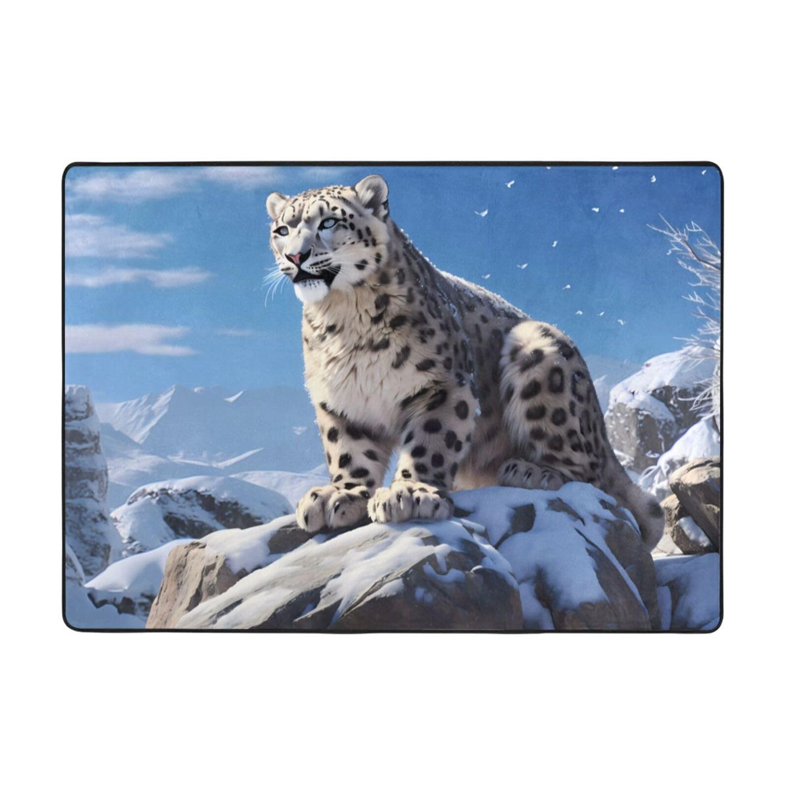 Tapis léopard des neiges doux HYTTER grand format salon