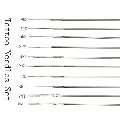 Miniatura 3 de DOWEI - Juego de agujas de tatuaje, 100 agujas desechables para tatuaje, tamaño redondo Liner 3RL 5RL 7RL 9RL Round Shader 3RS 5RS 7RS 9RS, 5M1 7M1