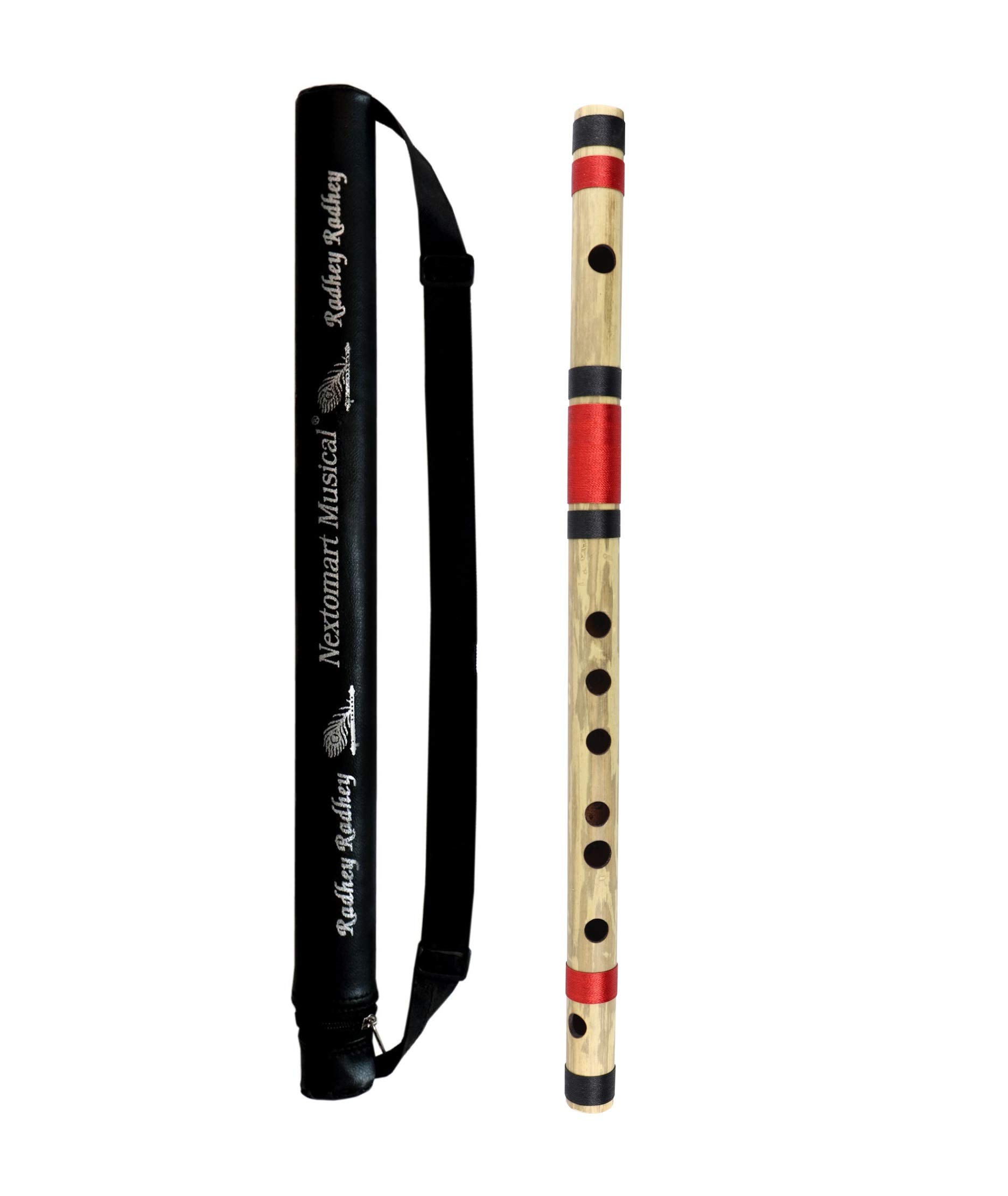 Flutes F Sharp 7 Hole Medium Right Hand Bamboo Flute Bansuri With Free Flute Carry Bag (14 Inch)-image-30