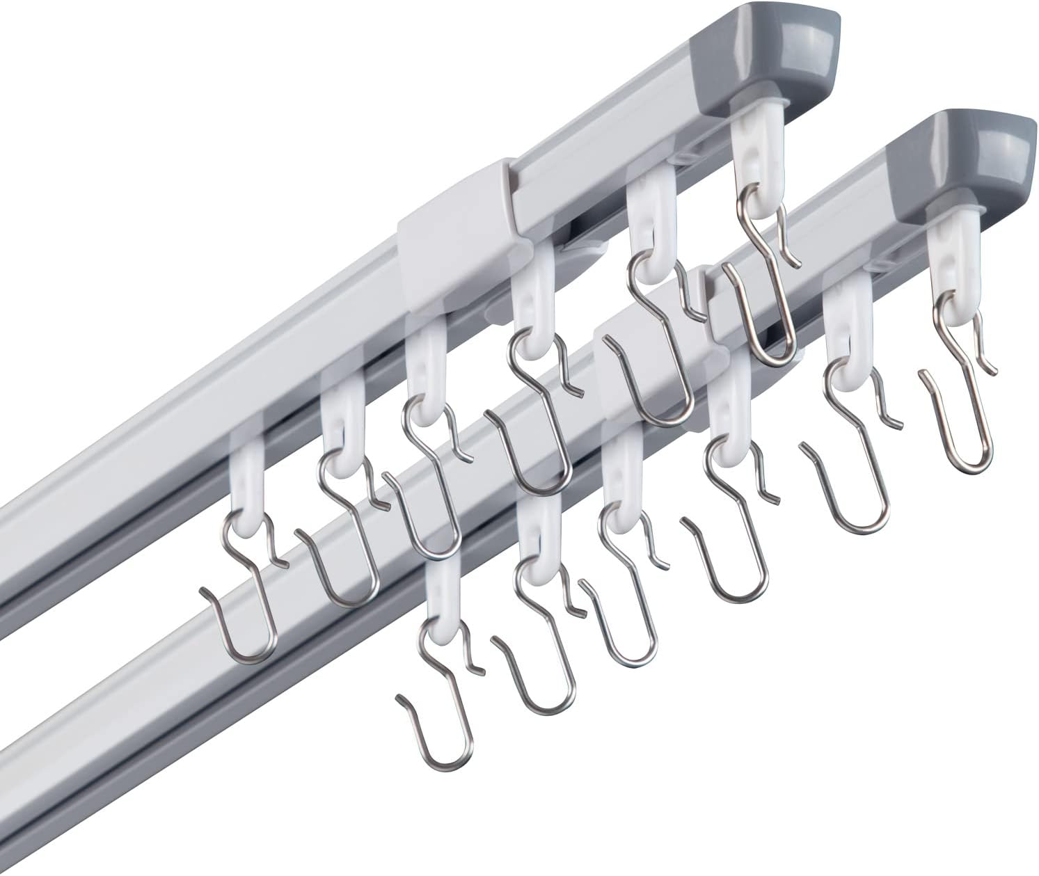 ACMEART Ceiling Curtain Track,Retractable Ceiling Track for Curtains,2.8-5.2ft,Room Divider Curtain Rod,Ceiling Rails Set with Silent Rollers and Hooks for Living room/Bedroom/Shower/RV,2 Sets 2.8-5.2ft(2 Sets)