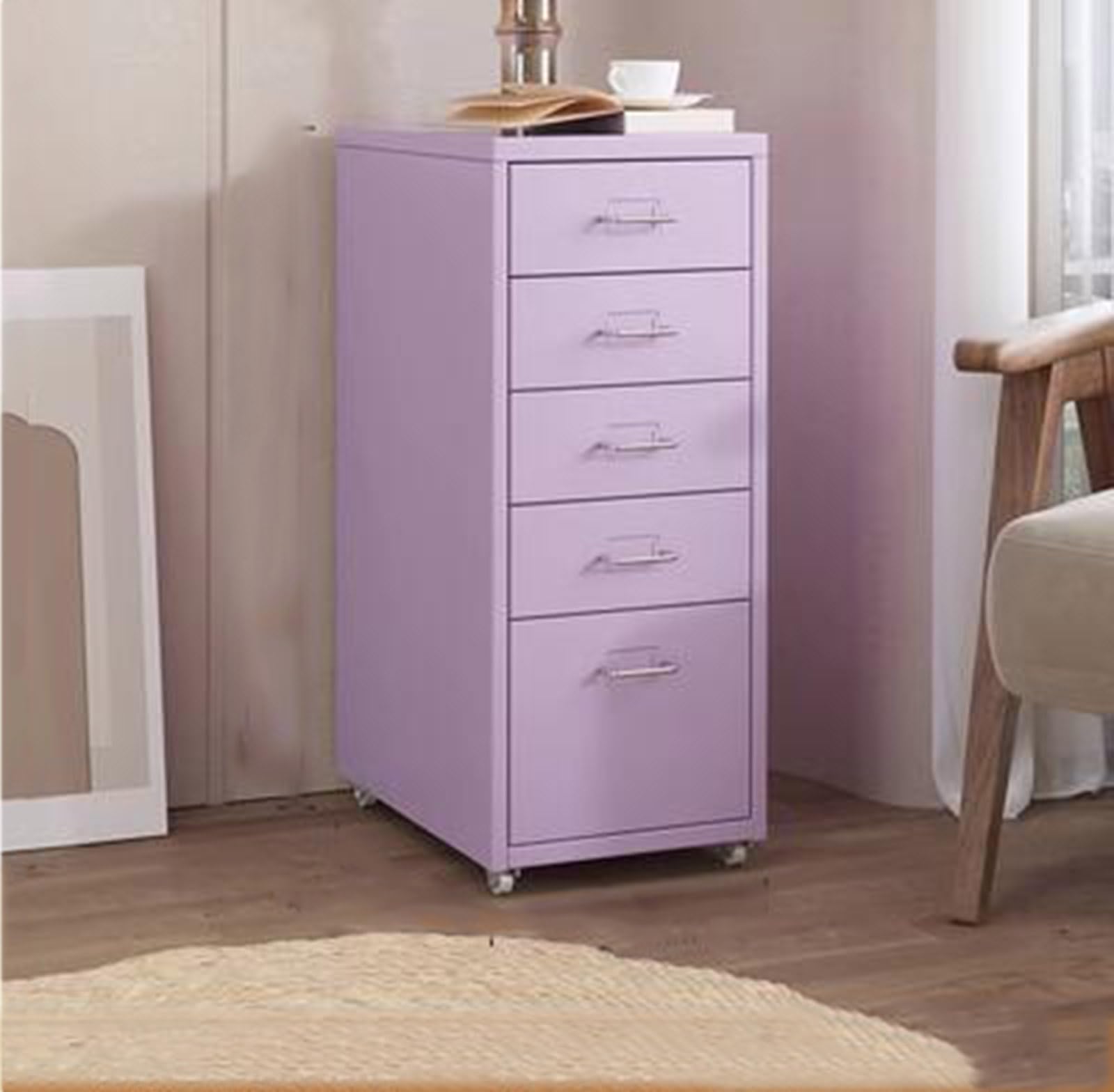 Metall-Rollschrank mit Schloss, vertikales Design mit Schubladen, Seitenablage für Zuhause und Büro, ideale Lösung zum Abheften von Dokumenten