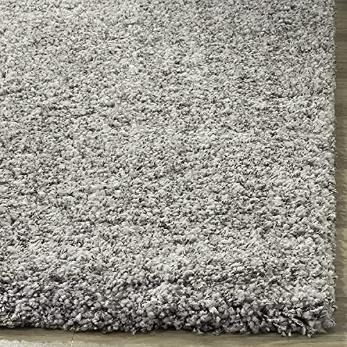 Image of Solid Fluffy Rugs and Carpet for Hall and Drawing Room 5x5 Square Silver Color