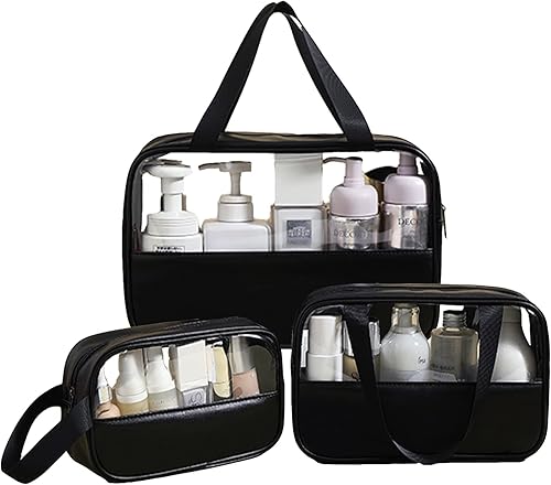 GOLIKEE Paquete de 3 bolsas de maquillaje bolsa de cosméticos de viaje con asa de cremallera impermeable bolsa de aseo portátil bolsa de