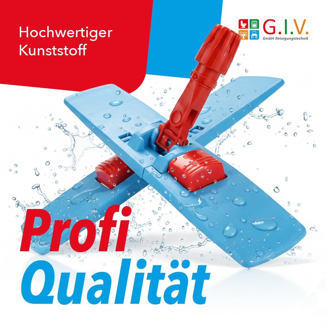 G.I.V. 5X Profi Magnet Klapphalter 50 cm, dunkelblau mit Trittmechanik & Magnetverschluss - für Taschen- & Laschenmopps - Klapphalter groß für alle gängigen Mopps - Bodenwischer für Gebäudereinigung