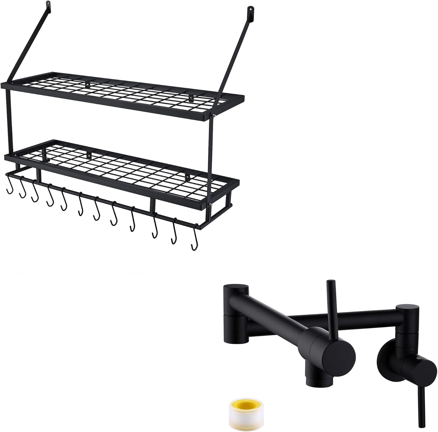 KES 30Inch Kitchen Pot Rack Mounted Hanging Rack Double