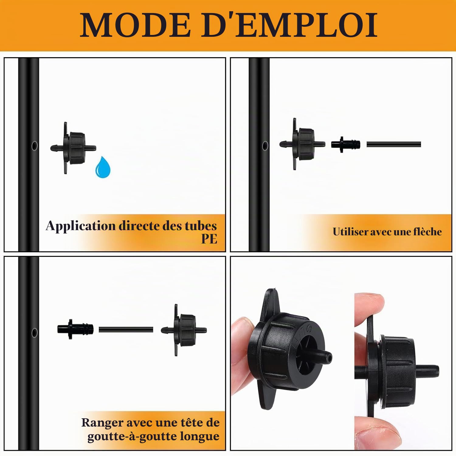 Lot de 100 Goutteurs autorégulants 4 l/h, Goutteurs d'irrigation en ligne système micro, Goutteur pour arrosage agriole et jardinage