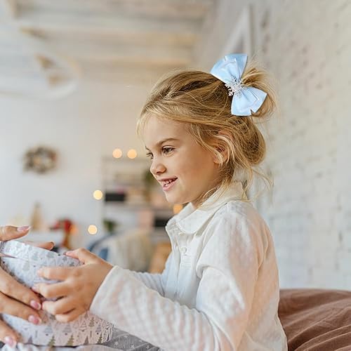 Miniatura 5 de Pinzas para el cabello con lazo de Navidad para niñas, con copos de nieve, accesorios para el cabello, pasadores para el cabello (B)