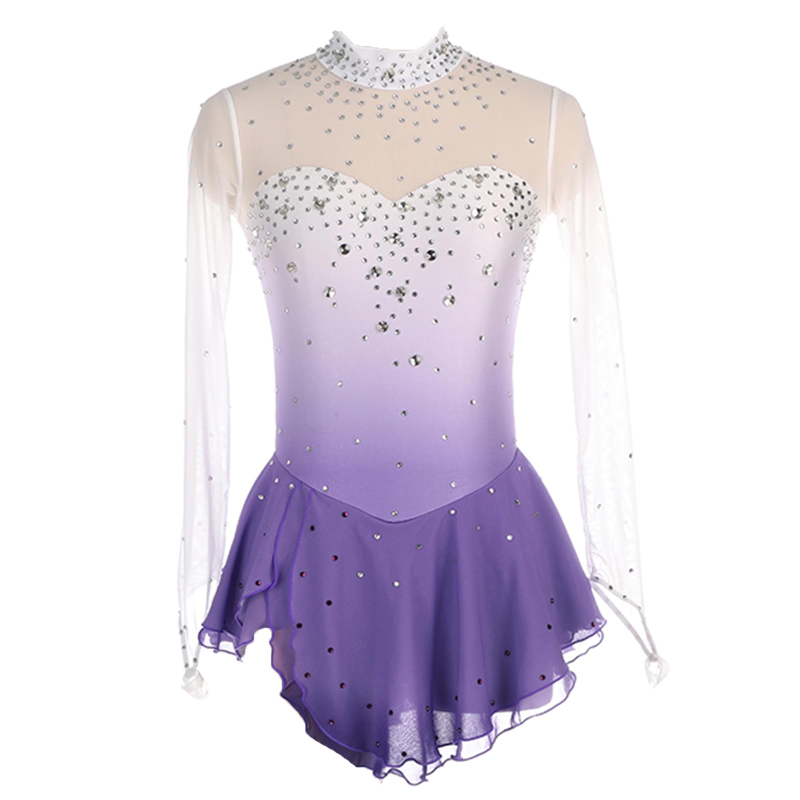 Vestido De Danza Patinaje sobre Hielo para Niña Leotardo De Manga Larga Maillot De Gimnasia Rítmica Competición Vestido De Bailarina Ballet
