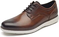 Rockport Men's Garett Plain Toe Oxford Shoes - Cushioned Leather Dress Shoes for All-Day Office Comfort