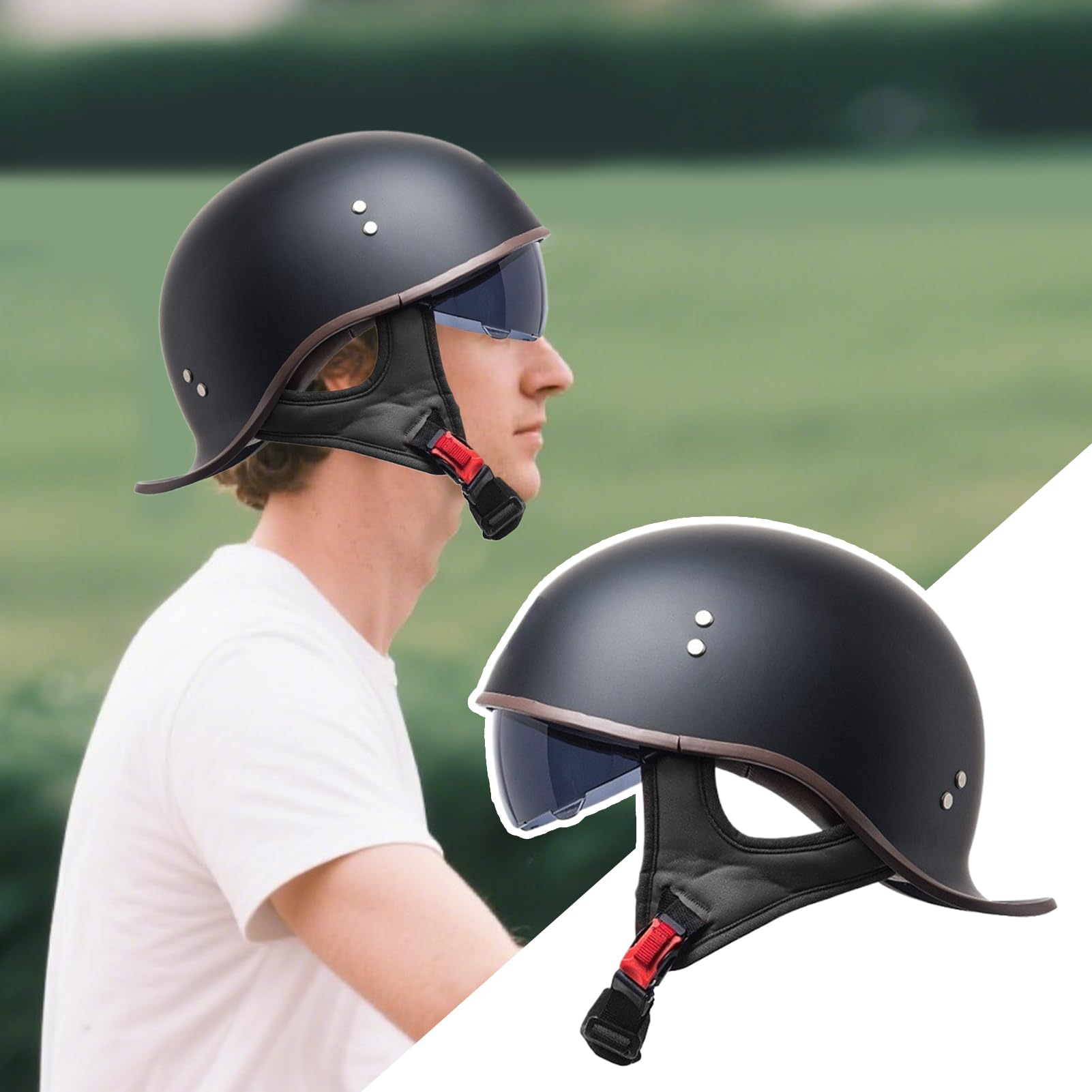 Casco de moto, casco de media carcasa para mujer, unisex, accesorio de moto para carreras, todoterreno, entrenamiento eléctrico