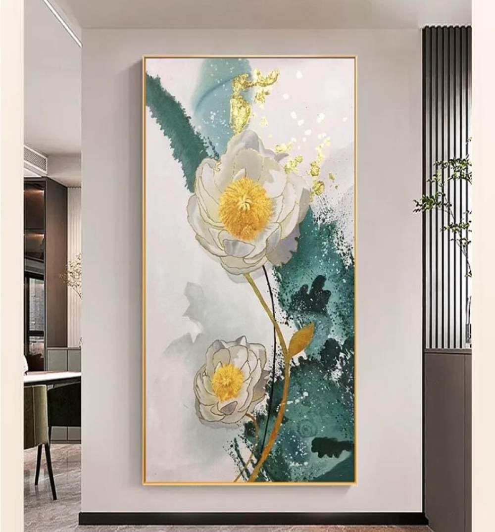 Grandes fleurs de pivoine art texturé peinture à l'huile faite main sur toile