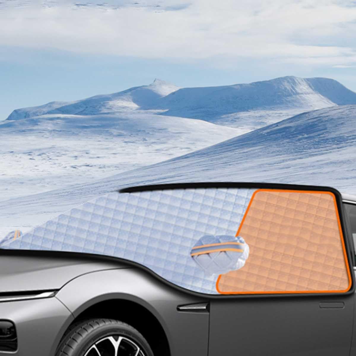 ZhBFJtBD Car Windscreen Snow Covers for KIA Rio 2017 2018 2019 2020 2021 2022 2023 All Weather Heavy Duty Ultra Thick Cover Winter with Reflective Stripes Windscreen Cover Protector 265x115x110cm