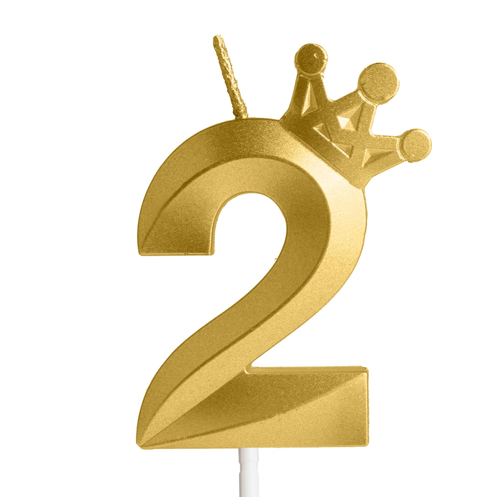 Hongplus Gold Number 2 Birthday Candle with Crown Cake Candles, Candles for Crown Happy 2 Birthday Candles Cake Topper Decorations for Girls Boys Birthday Anniversary Party