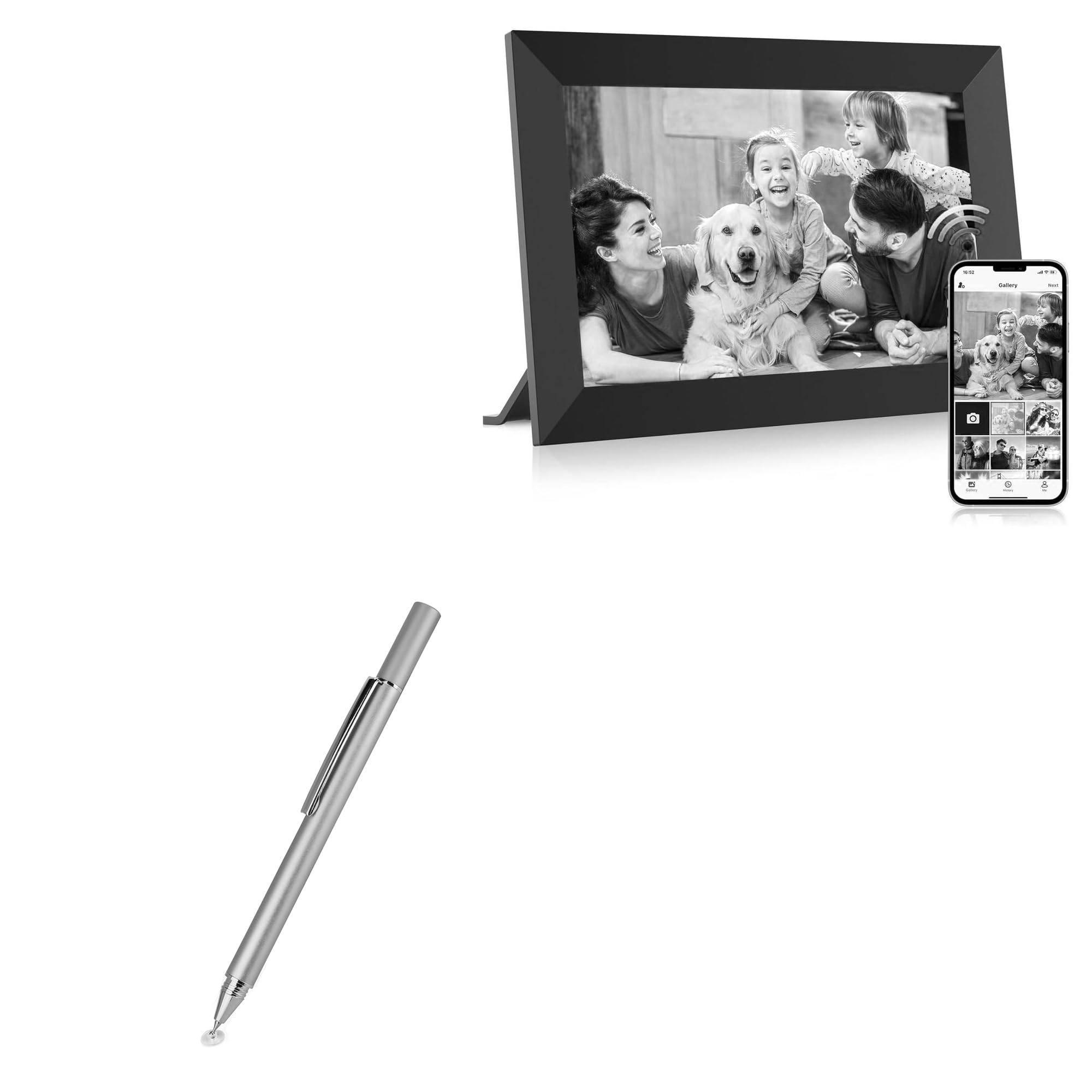 BoxWave Stylus Pen Compatible with MaxAngel Digital Picture Frame 10.1 in 32gb - FineTouch Capacitive Stylus, Super Precise Stylus Pen - Metallic Silver