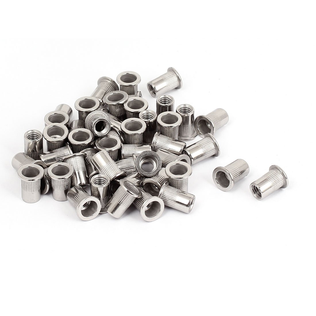 IIVVERR 50 Pcs M8x18mm Stainless Steel Open End Serrated Large Flange Rivet Nut Nutserts(50 Unids M8x18mm Acero Inoxidable Extremo Abierto Serrado Brida Grande Tuerca de Remache Nutserts