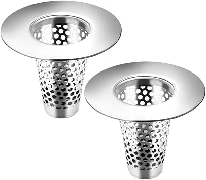 2Pcs Sink Drain Strainer Fit for 1.2"-1.6" Bathroom Sink Drain Strainer Stainless Steel Porous Hair Catcher Small Conical Shower Hair Catcher