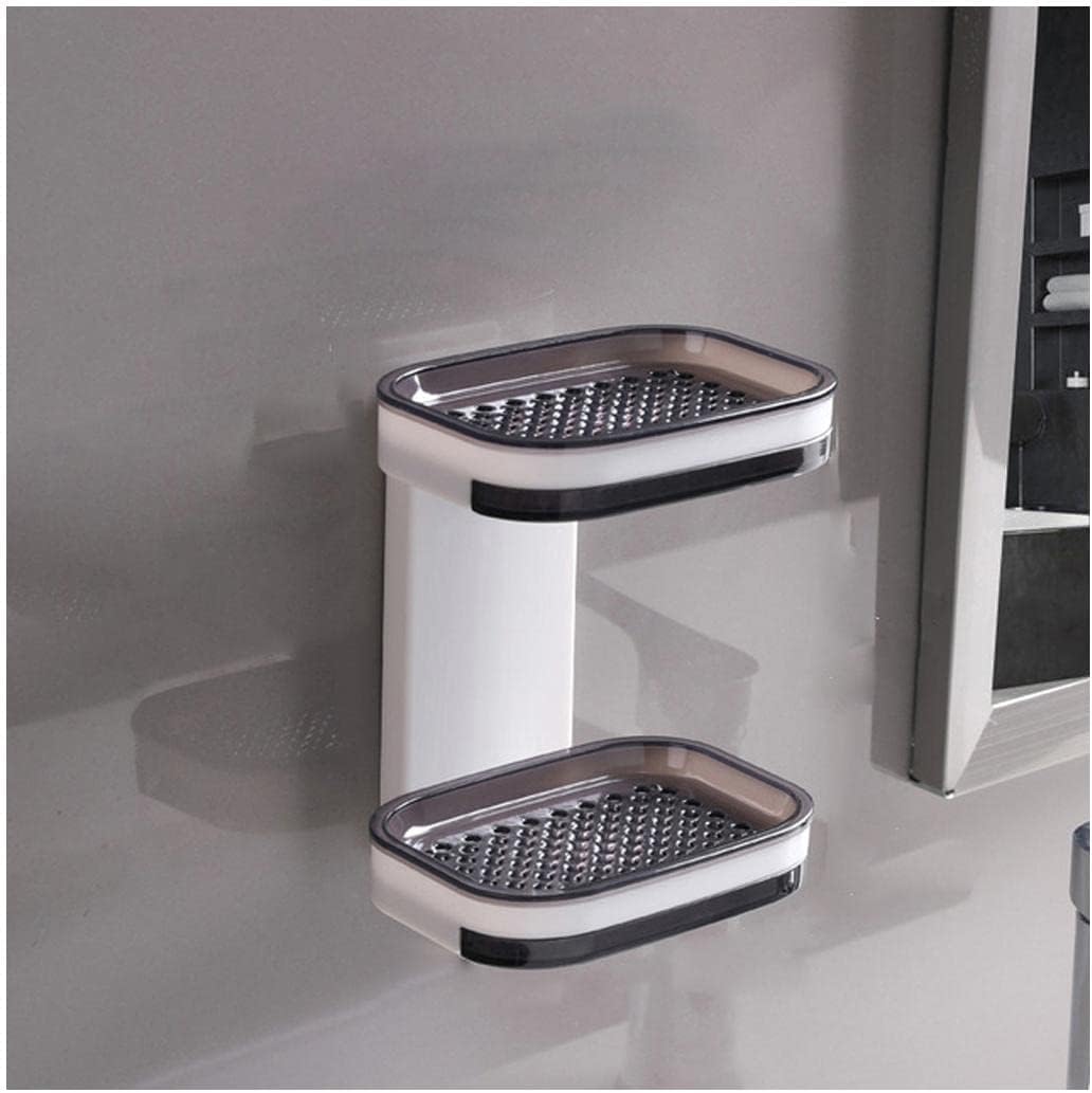 soap dish, Dish Wall Mounted Double Layer Soap Draining Holder Sponge Kitchen Bathroom Organizer(D)