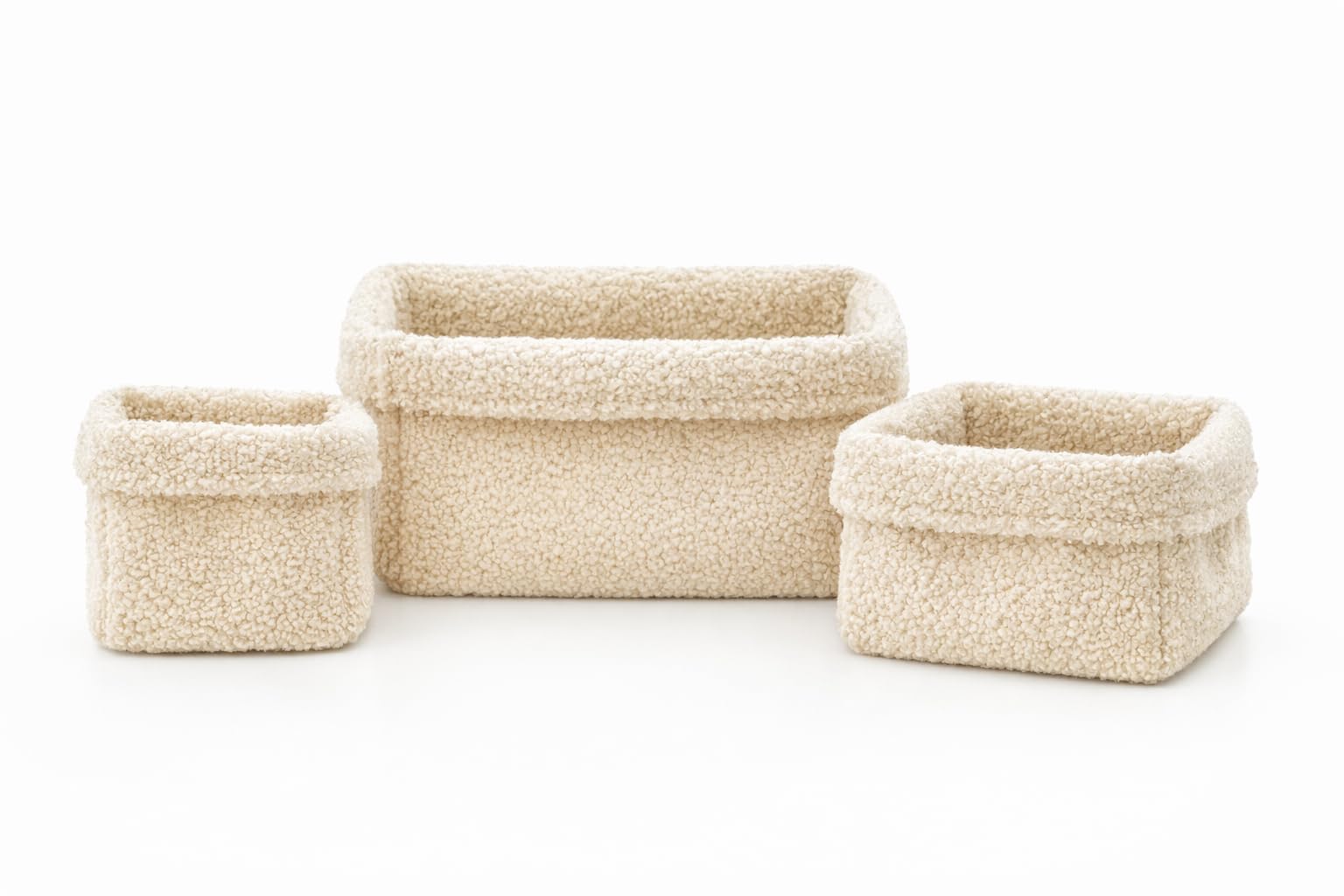 Aufbewahrungskorb Wickeltisch Baby, Körbchen Set 3 Stück, Organizer Wickelkommode, Utensilo Aufbewahrungsbox Badezimmer (BOUCLE_CREME)
