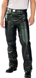 Milwaukee Leather LKM5716 Men's Premium Black Cowhide Biker Pants - 1.2mm Thick, Fitted Casual Riding Leather