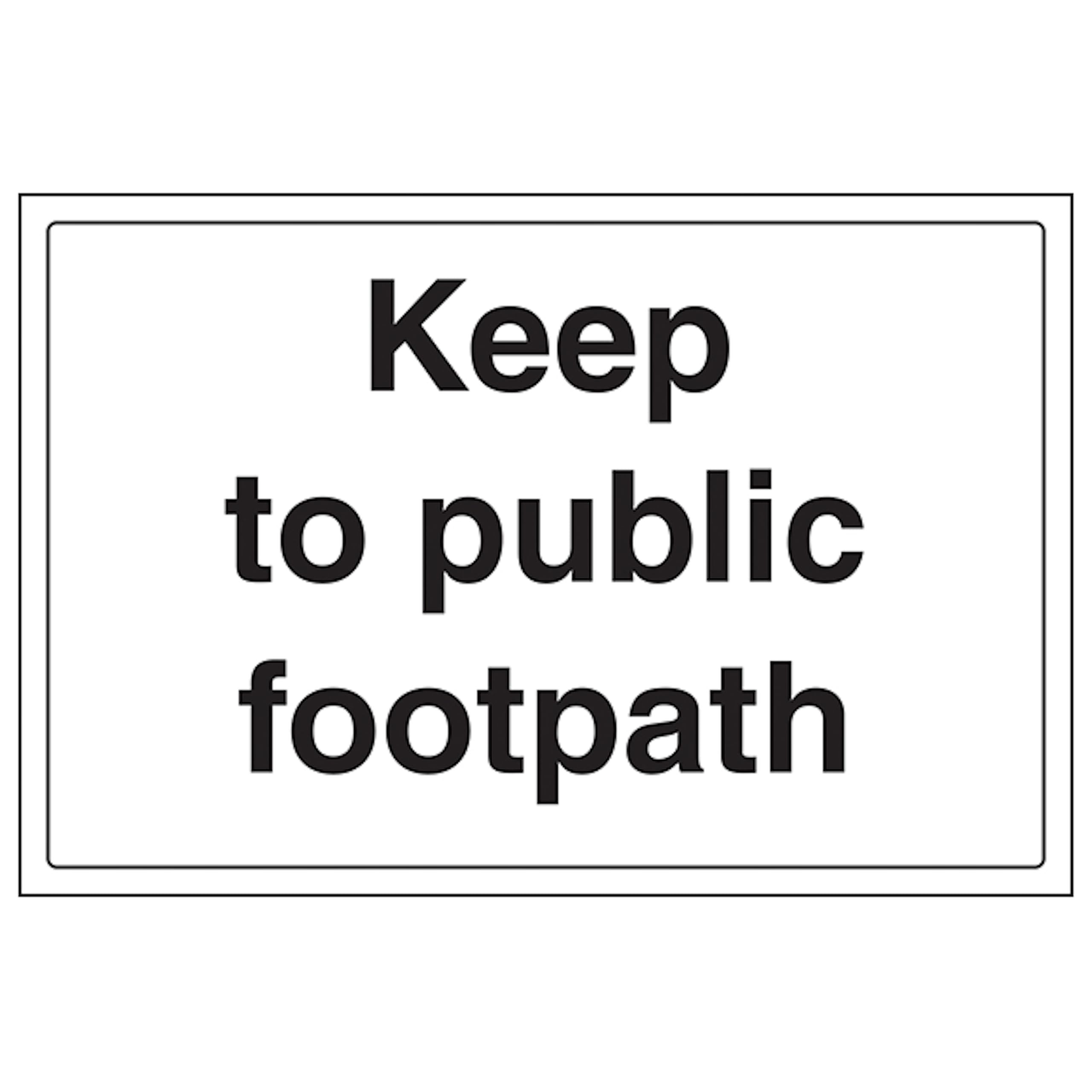V Safety Keep To Public Footpath - Large Landscape 300 x 200 mm - Glow In The Dark Self Adhesive Vinyl Safety Sign