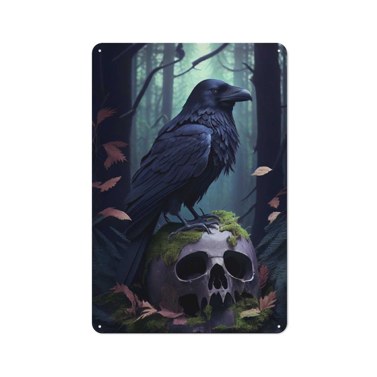 Junmoney Raven Skull For Garden Room Or Summerhouse, Retro Tin Sign 30X20cm, Suited To Wall Displays In Garden Rooms And Summerhouses