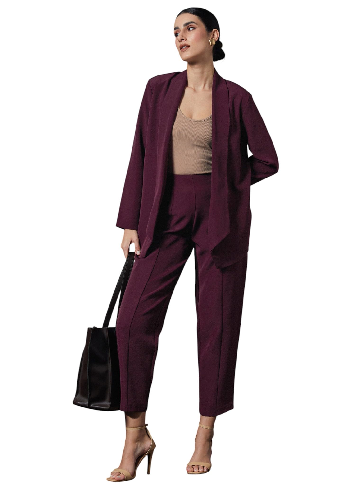 sassafras worklyf Women's Shawl Collar Blazer with Balloon Fit Pants-picture-13