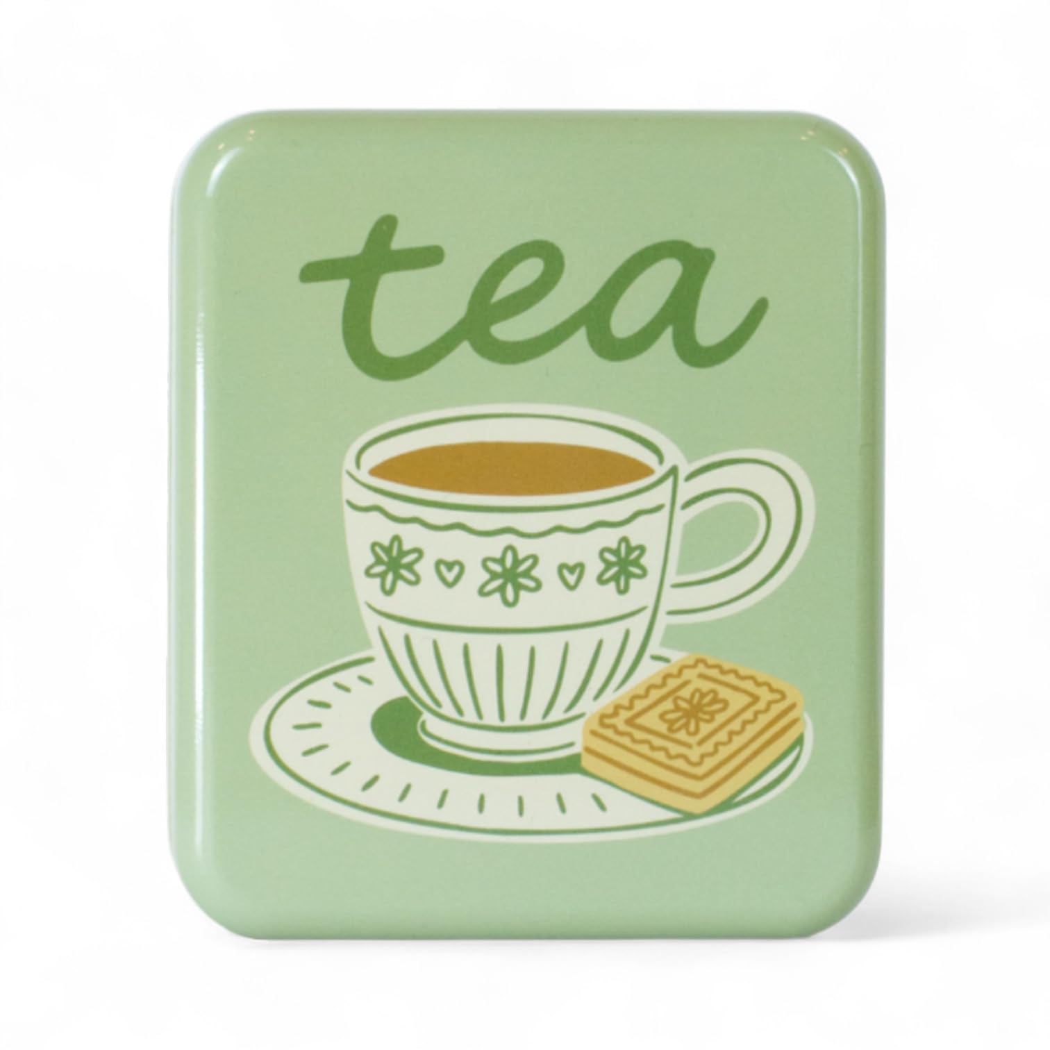 TINIT Tea Bag Travel Tin 'Tea & a Biccy' - Portable Metal Tea Bag Storage Box Teabags, Pocket-Sized Container Commuting Gifts Lovers Coffee (Sage) — image 1