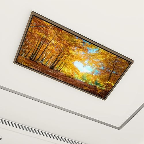 Cubiertas decorativas fluorescentes para luces de techo, 4 paquetes de otoño, amarillo, naranja, árboles, forma de bosque, clima soleado, buen día,