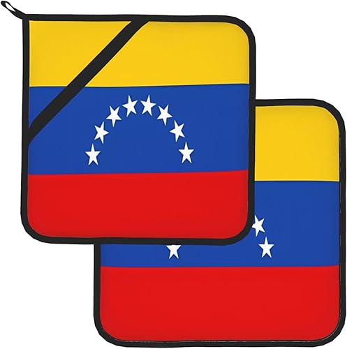 Miniatura 2 de Heat Resistant Oven Hot Pads Non Slip Grip Large Potholders for Kitchen Baking Cooking 8 X 8 Inches Pack of 2 Flag of Venezuela