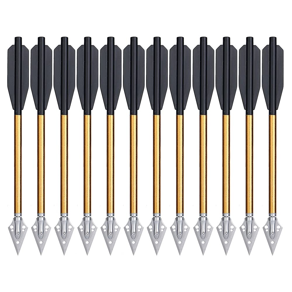 Huntingdoor Boulon d'arbalète Pistolet en Aluminium 6.3" Flèches arbalète avec Pointe de Flèche de Lame flèche de Chasse à l'arc pour arbalète Pistolet