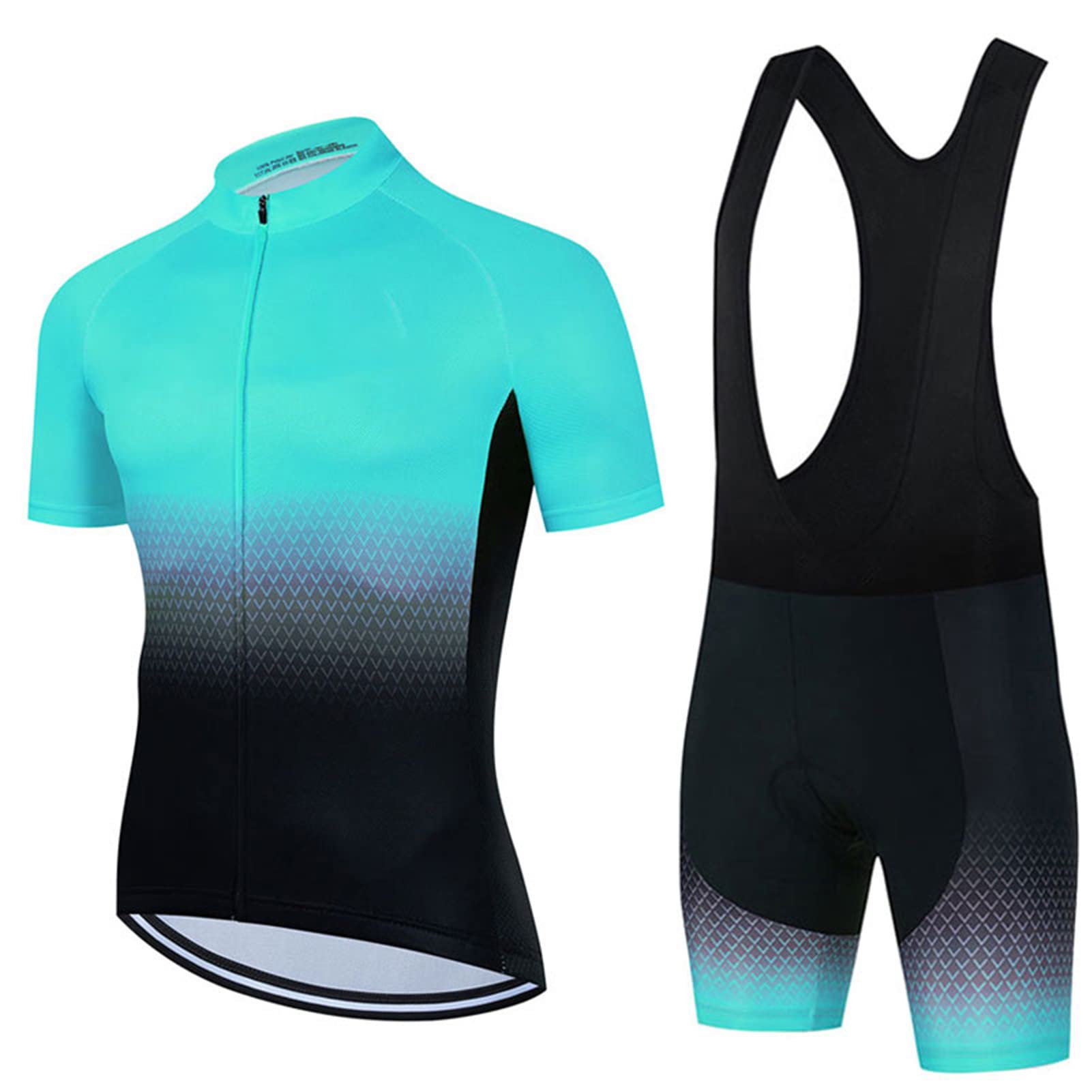Ropa de Ciclismo para Hombre,Maillot Ciclismo Hombre Completo Camiseta Manga Corta Transpirable + Pantalones Cortos 5D Gel Acolchados,Traje de Ropa de Bicicleta de Montaña