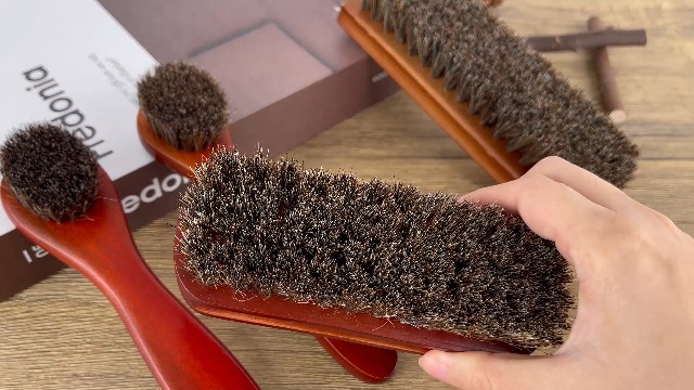Spazzola Per Scarpe In Crine Di Cavallo - 2 Pezzi Per Pulizia Scarpe Pelle E Scamosciata | Kit Manutenzione - Foto 3