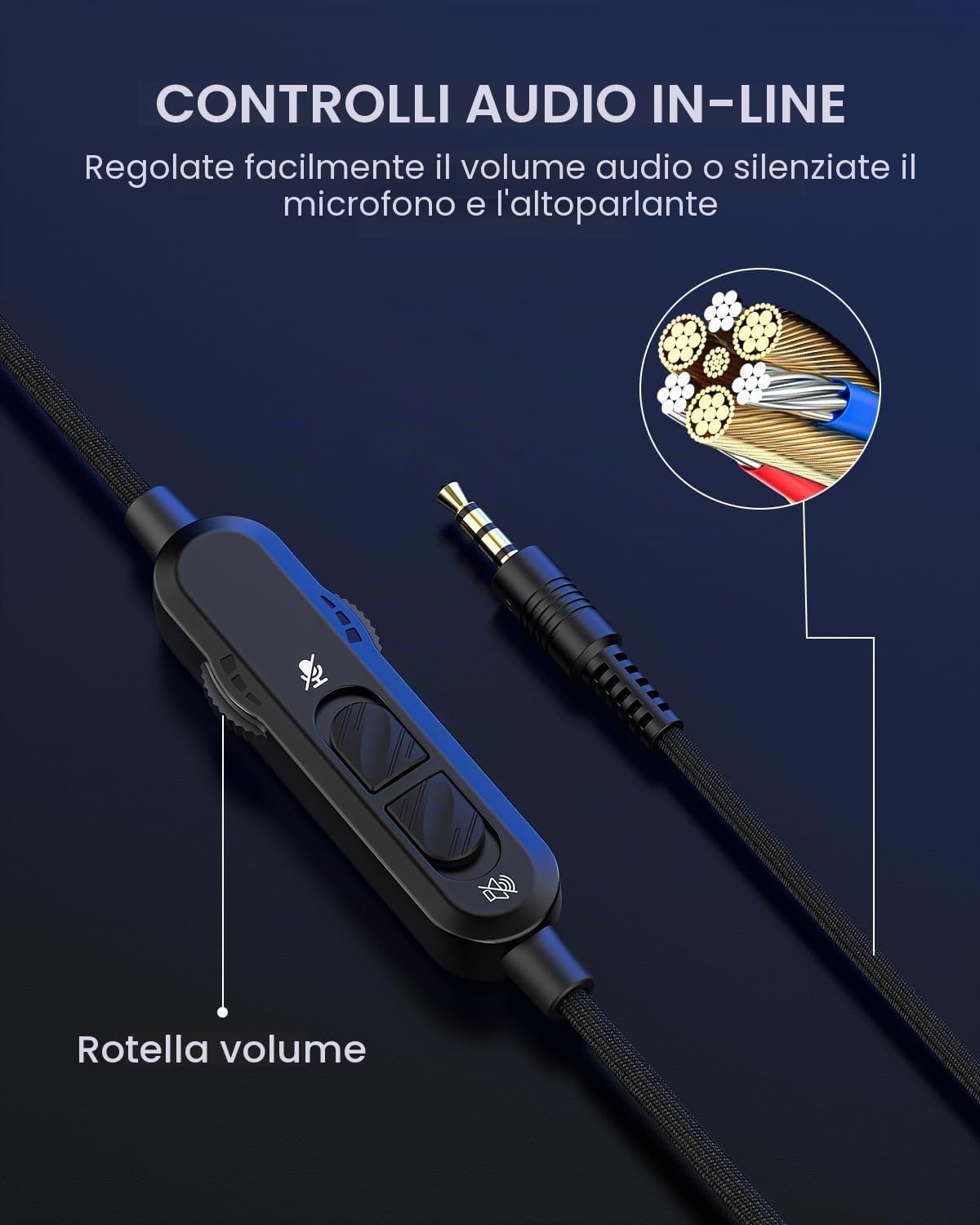 JIMYIU Cuffie Gaming per PS4 PS5 PC Xbox Series X|S One,Cuffie Gaming Cablate con Microfono Cancellazione del Rumore,3.5mm,nero