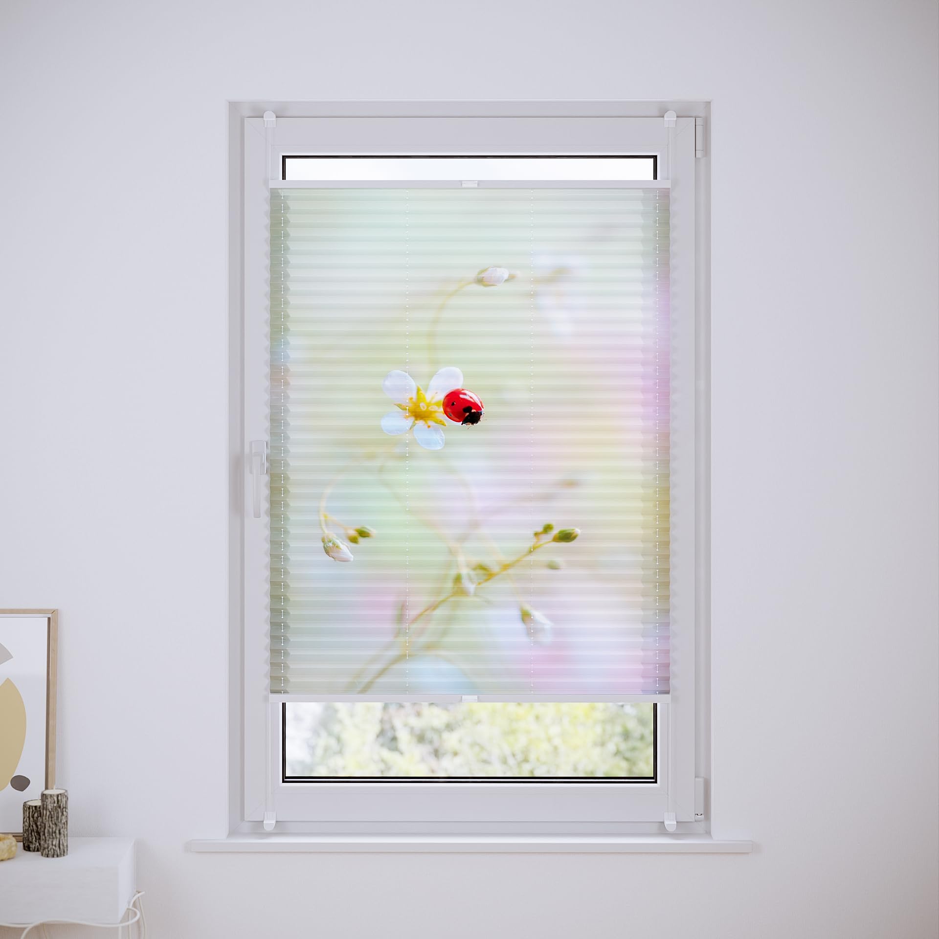 Lichtblick Plissee Blickdicht Tageslicht ohne Bohren Grün Rosa 75 cm x 130 cm (B x L)