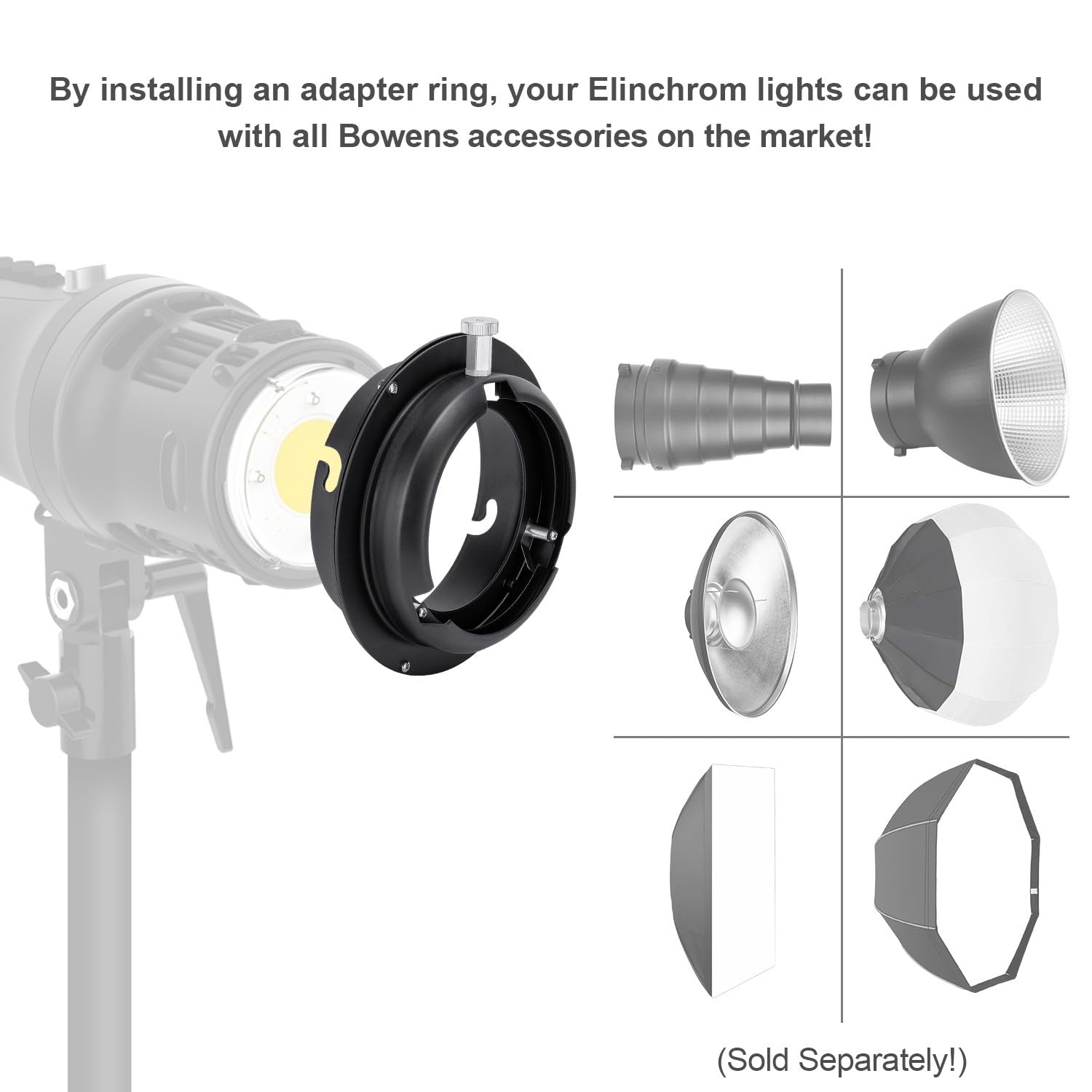 Fomito Bague Adaptateur de convertisseur de Monture pour Studio Photo Elinchrom Bowens Adaptateur convertisseur Bague pour boîte à lumière Beauty Dish Flash de Studio Strobe Photographie