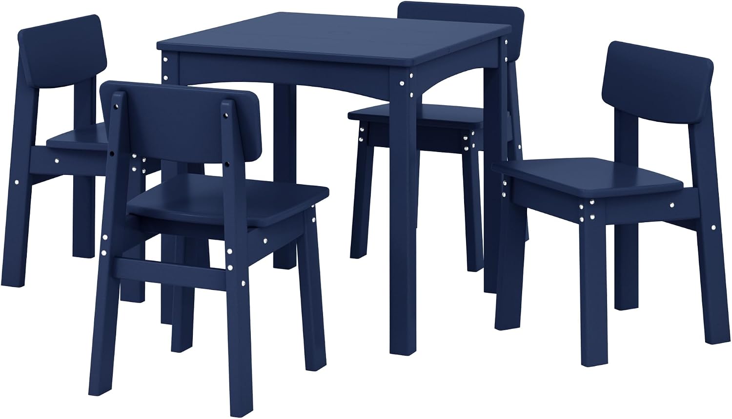 WestinTrends Treehouse Kids 5-Piece Modern HDPE Dining Table and Chairs Set, Navy Blue