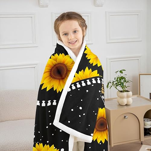 Miniatura 3 de Manfei Manta de mariposa con diseño de girasol en acuarela para sofá, manta de cama con flores amarillas y mariposas para decoración de habitación