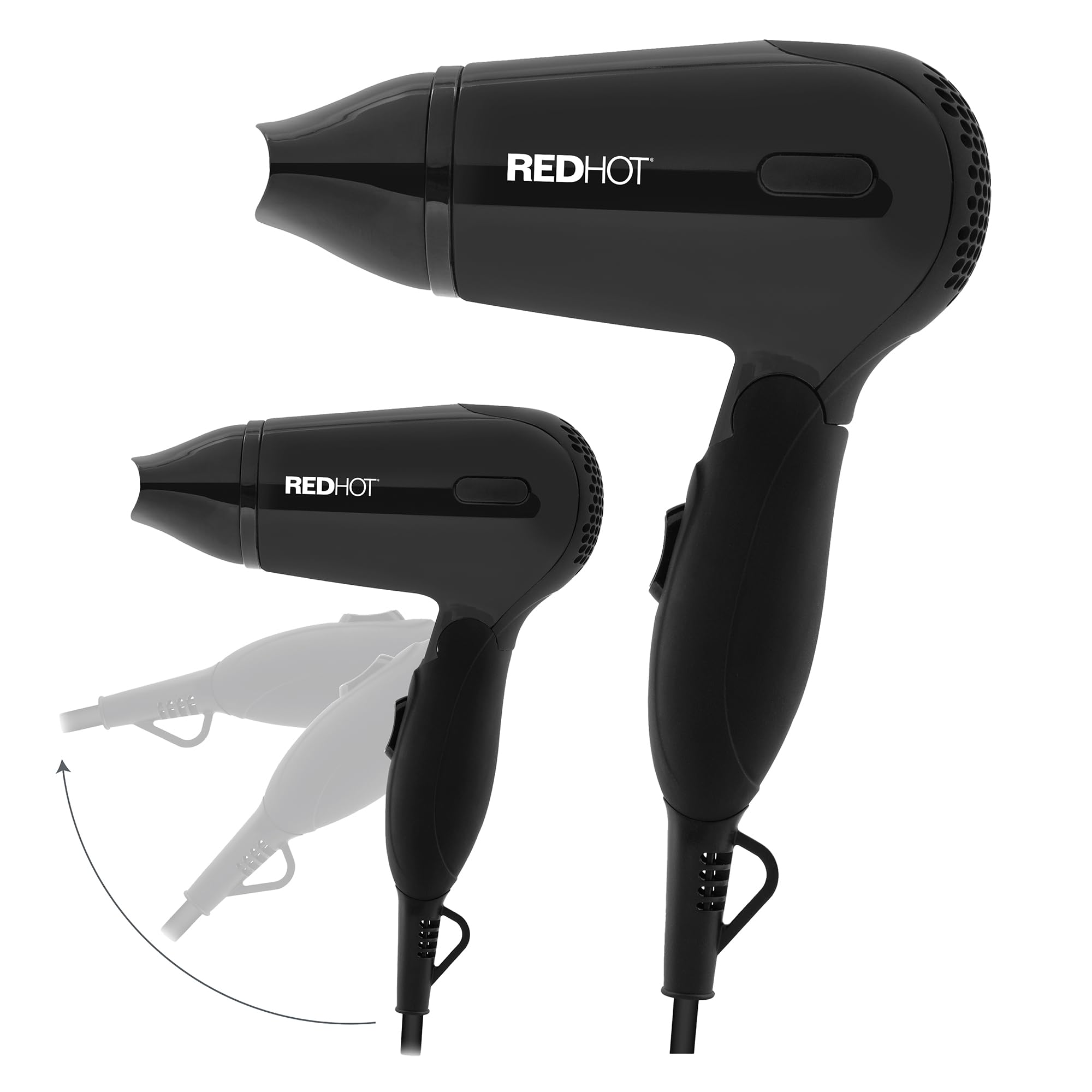 Redhot Compact Hair Dryer - Black - Plastic - Professional Styling - Convenient & Safe