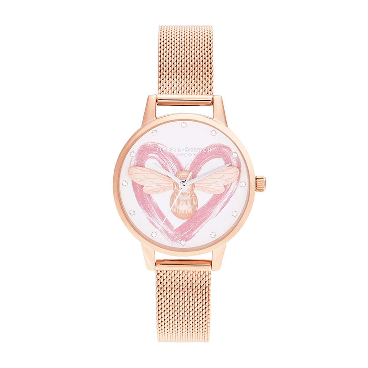 Olivia Burton You Have My Heart Qtz Basic White & Bee & Stone Round Dial Womens Watch|Ionic Plated Rose Gold Steel Material|Gold Color Band - OB16FB01 (B089PXX8QG) Amazon Price History, Amazon Price Tracker
