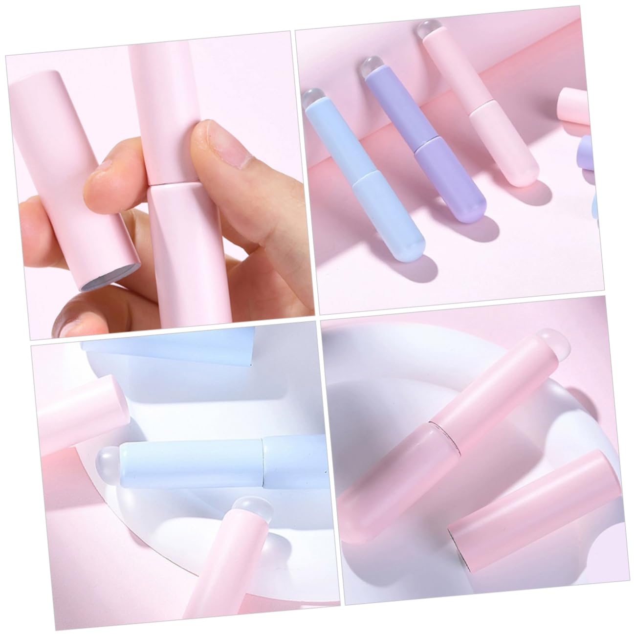 Baluue 24pièces Applicateurs De Gloss à Silicone Avec Couvercle Brosse Maquillage Réutilisable Pour Application Précise Et Équilibrée