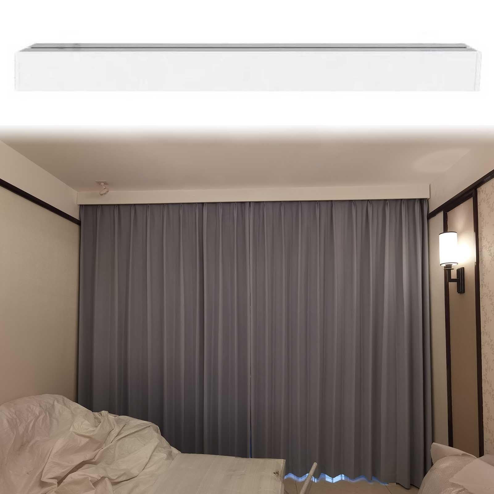 SFNIOKFG Decorative Curtain Boxes Rods for Indoor Bedroom Window, White Curtain Rail Poles Ceiling Mount, Room Divider Track Pelmet Cover, 1-7m Long(240cm/7.9ft)