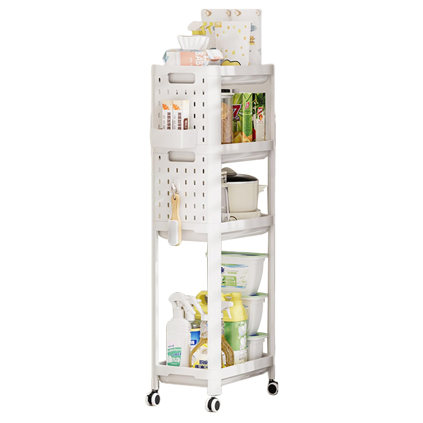 carrello multiuso | Scaffale multi-livello per condimenti | Trasportino mobile per condimenti da cucina, carrello organizer per rotolamento, per garage