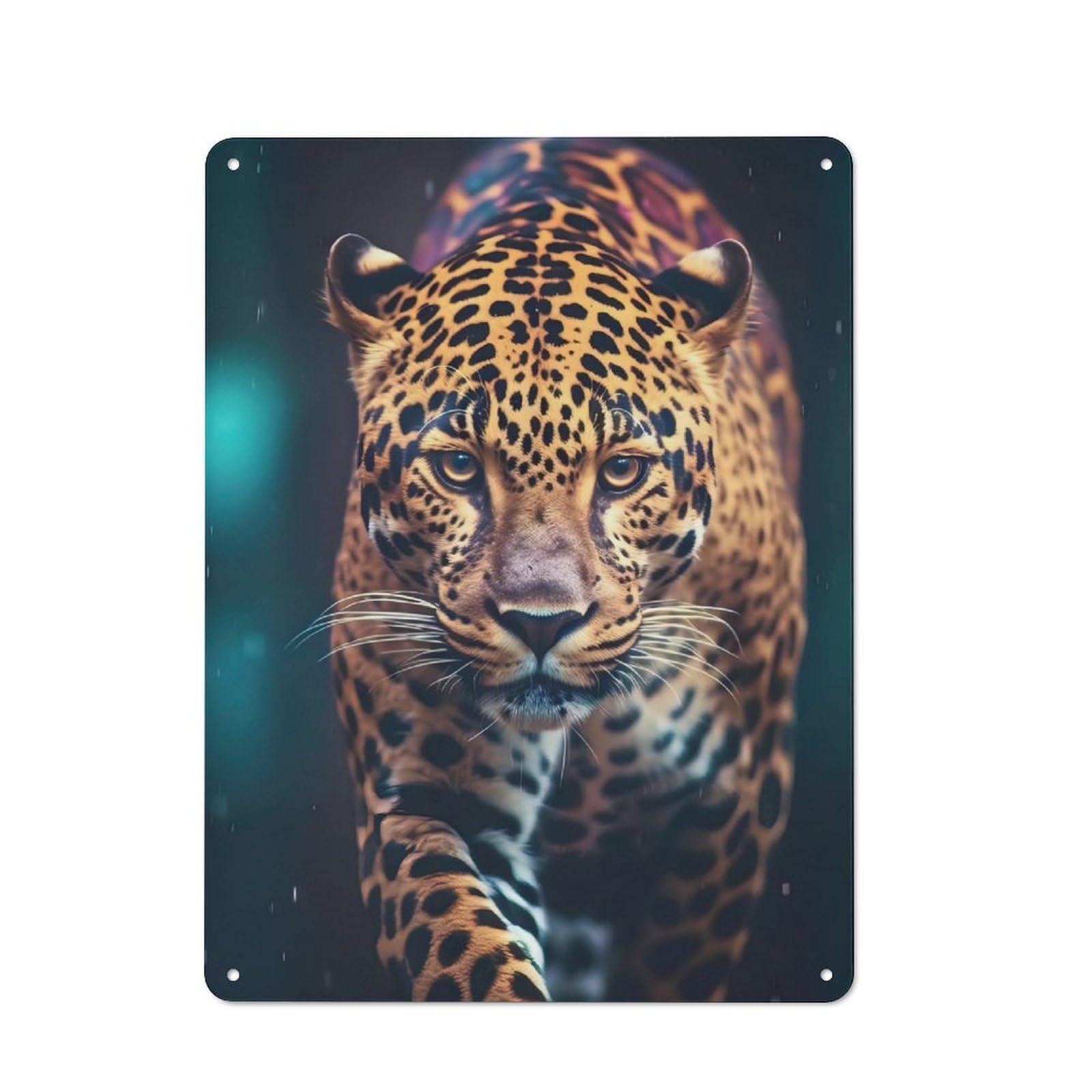 Vintage Tin Sign with Leopard Design 40x30cm, Nostalgic Nostalgic Wall Art for Living Room, Hallway, Kitchen Or Cafe