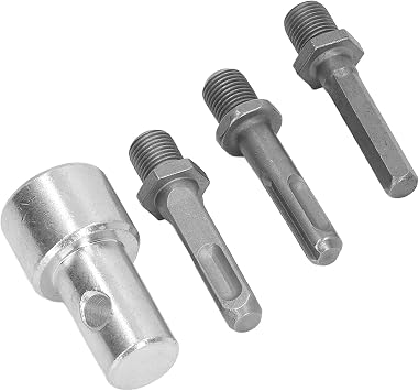 auger drill adapter compatible with auger bit drill bit conversion adapter hex shaft square shaft round shaft hammer drill impact head socket adapter carbon steel total length 4.1 inches 10.4 cm