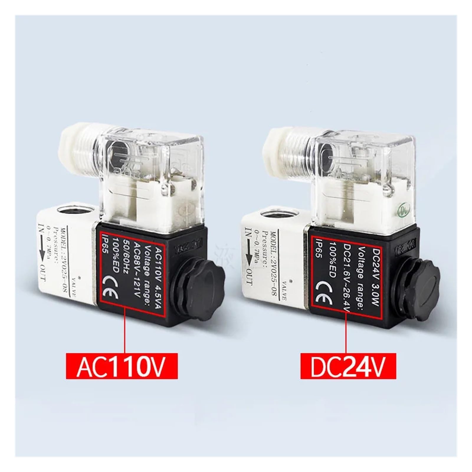 Pneumatyczny 2-drożny 2-pozycyjny zawór elektromagnetyczny 1/4 cala Bsp 2V025-08 DC12V DC24V AC110V AC220V sterowanie kierunkiem powietrza (DC24)